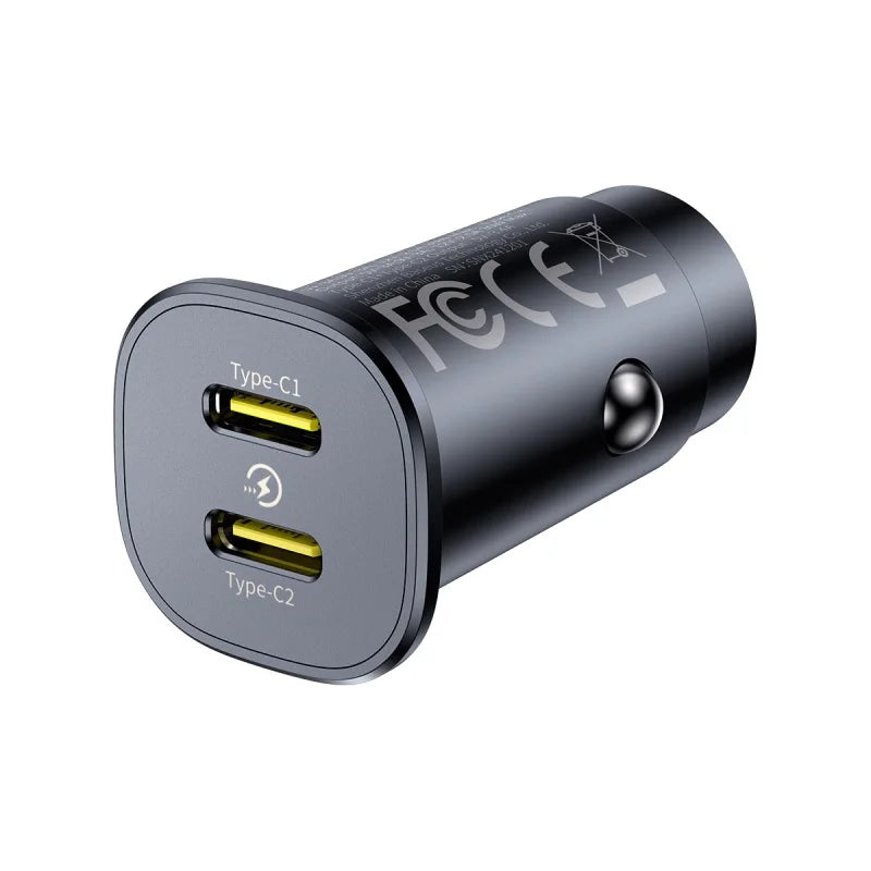 Baseus 30W Car Charger Fast Charging Dual Port USB Type-C PD QC FCP AFC For iPhone 16 15 Samsung S24 S25 Xiaomi Huawei Tablet