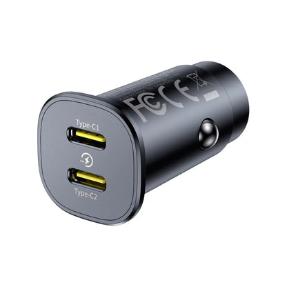 Baseus 30W Car Charger Fast Charging Dual Port USB Type-C PD QC FCP AFC For iPhone 16 15 Samsung S24 S25 Xiaomi Huawei Tablet