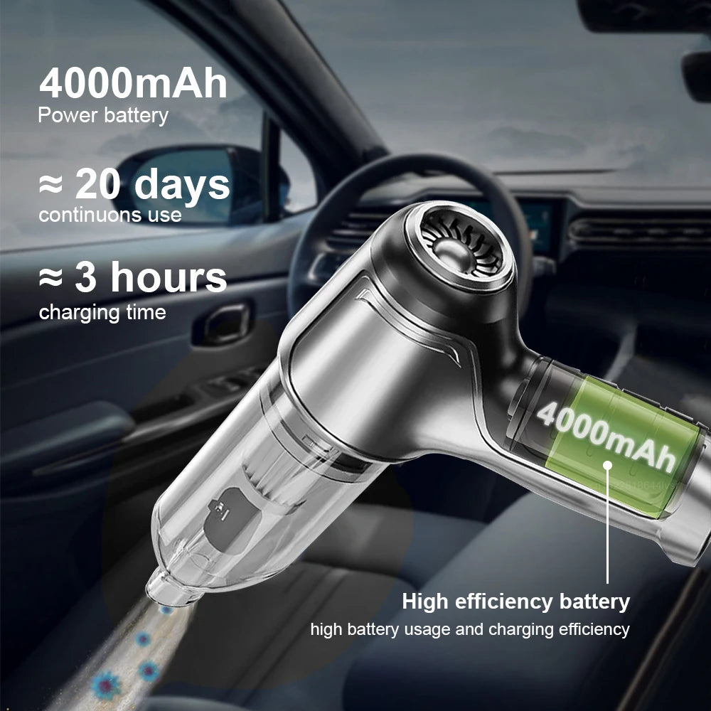 High Power Cordless Car Vacuum Cleaner – 95000PA Deep Clean Handheld Device