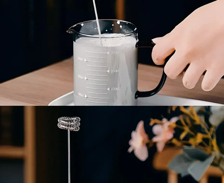 2-in-1 Electric Milk Frother & Egg Beater – USB Rechargeable with Double Heads