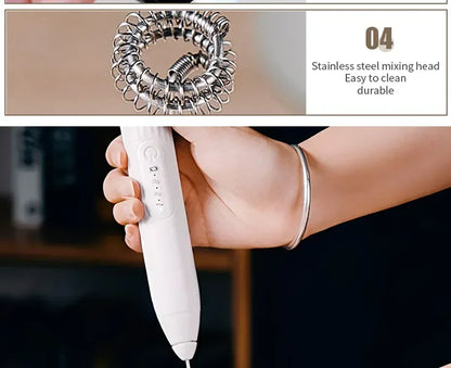 2-in-1 Electric Milk Frother & Egg Beater – USB Rechargeable with Double Heads