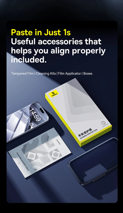Baseus Tempered Glass for iPhone 16 Pro Max Plus Screen Protector for iPhone 15 14 13 12 11 Pro Max Clear Edge Anti-Peeping Film