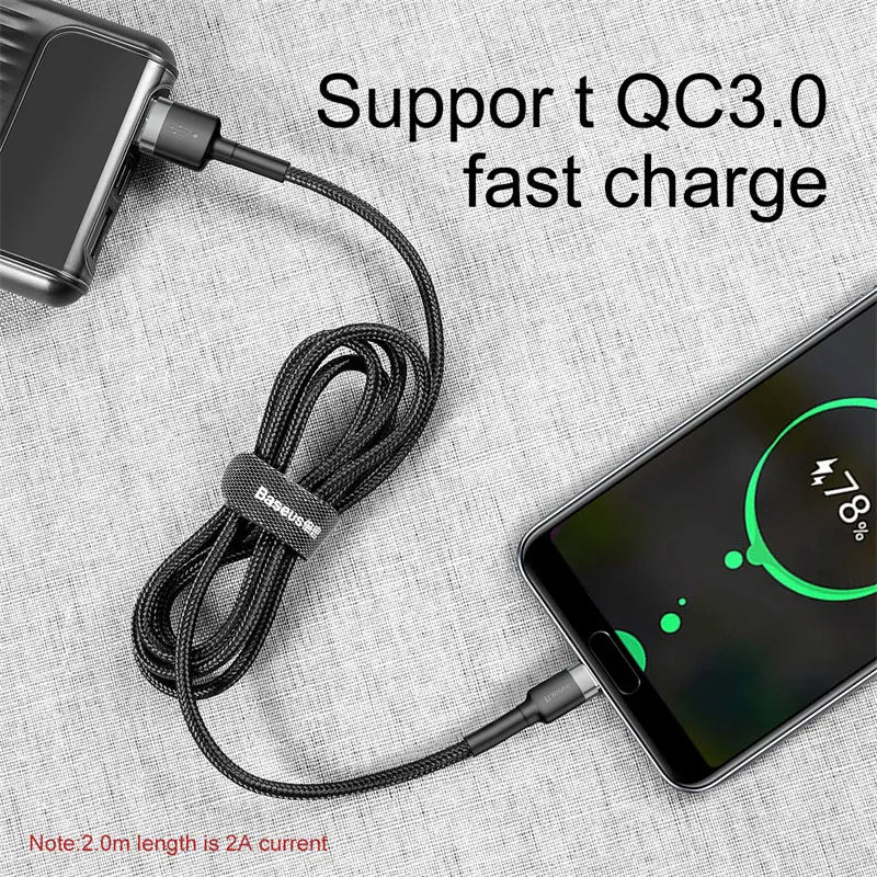 Baseus Fast Charging USB Type C Cable for Samsung S10 S9 Quick Charge 3.0 Cable USB C for Huawei P30 Xiaomi USB-C Charger Wire