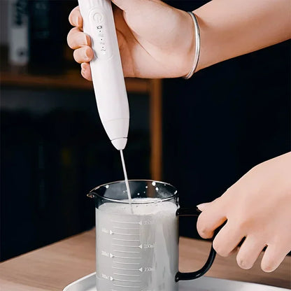 2-in-1 Electric Milk Frother & Egg Beater – USB Rechargeable with Double Heads
