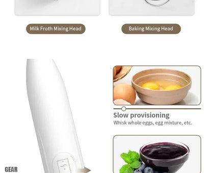 2-in-1 Electric Milk Frother & Egg Beater – USB Rechargeable with Double Heads