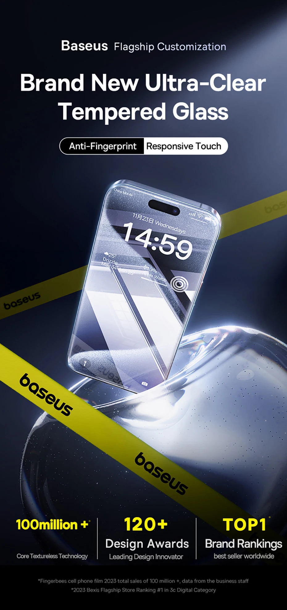 Baseus Tempered Glass for iPhone 16 Pro Max Plus Screen Protector for iPhone 15 14 13 12 11 Pro Max Clear Edge Anti-Peeping Film