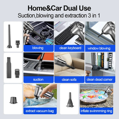 High Power Cordless Car Vacuum Cleaner – 95000PA Deep Clean Handheld Device