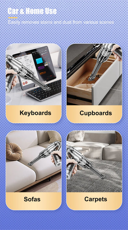 High Power Cordless Car Vacuum Cleaner – 95000PA Deep Clean Handheld Device