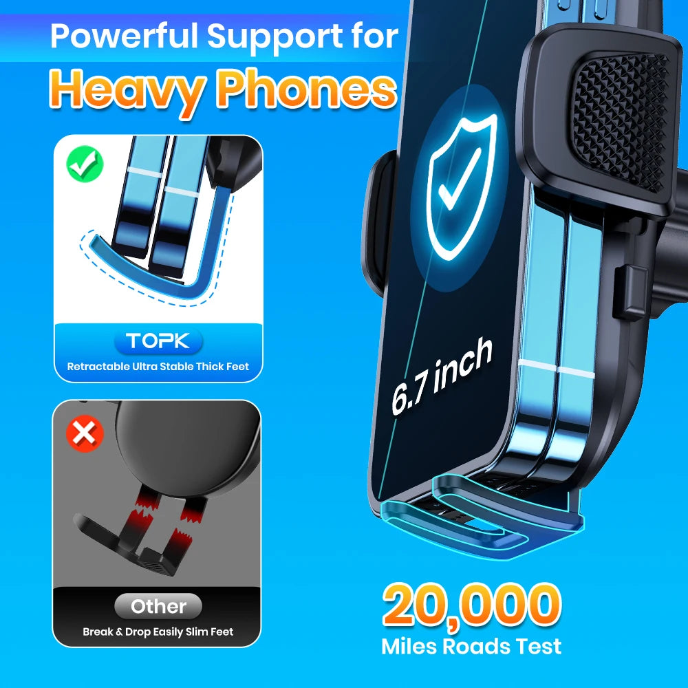 TOPK Universal Car Phone Holder – Gravity Dashboard Mount for iPhone, Samsung, Xiaomi & More