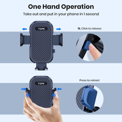 TOPK Universal Car Phone Holder – Gravity Dashboard Mount for iPhone, Samsung, Xiaomi & More