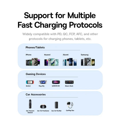 Baseus 30W Car Charger Fast Charging Dual Port USB Type-C PD QC FCP AFC For iPhone 16 15 Samsung S24 S25 Xiaomi Huawei Tablet