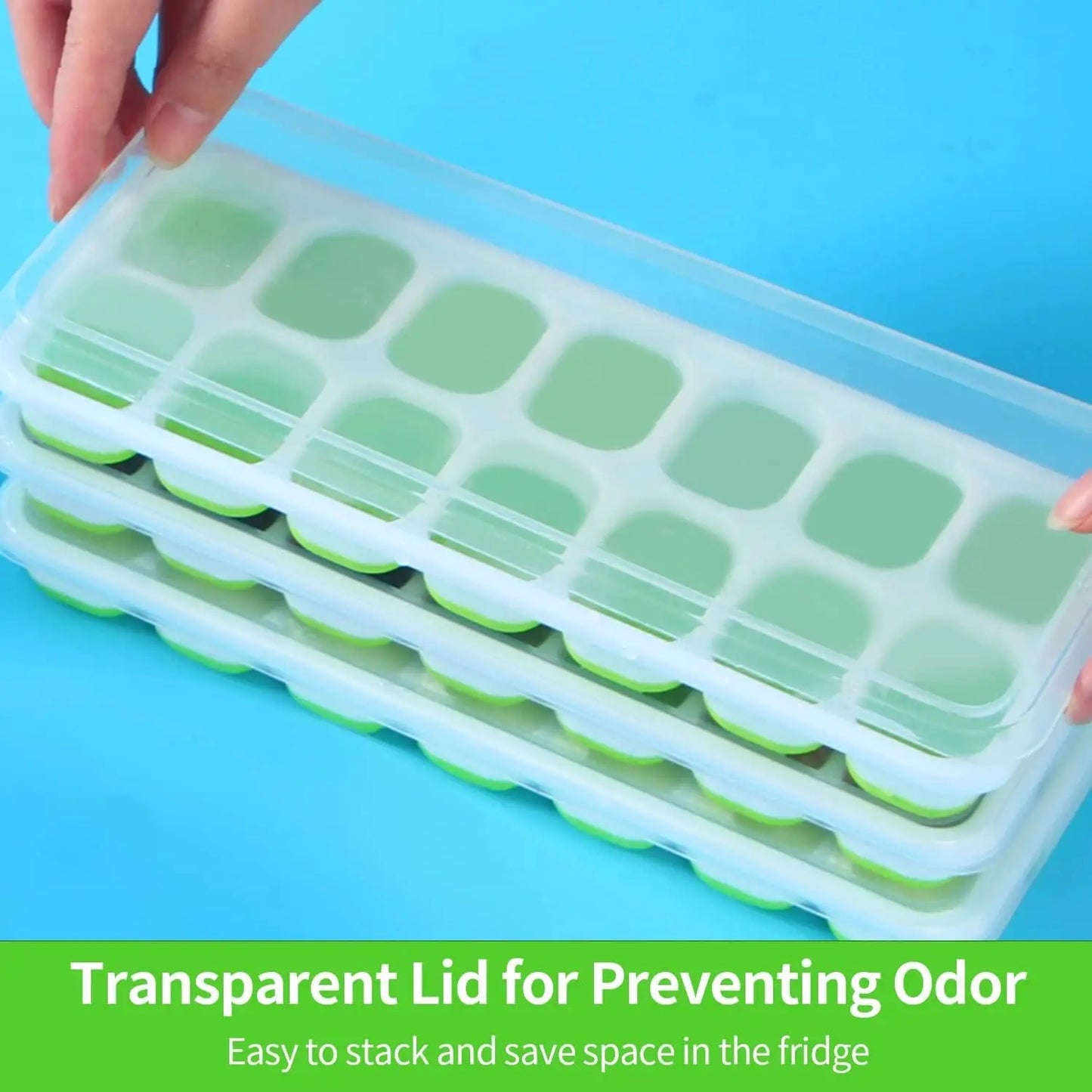Ice Cube Tray Silicone Mold with Cover Square 14-cube Easy Release Ice Cube Molds Summer Kitchen Bar DIY Iced Drink Maker Tools