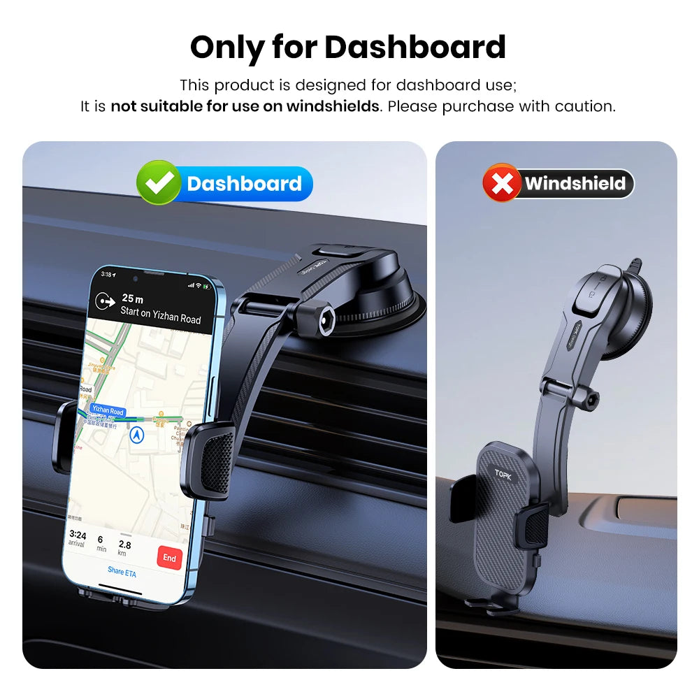 TOPK Universal Car Phone Holder – Gravity Dashboard Mount for iPhone, Samsung, Xiaomi & More