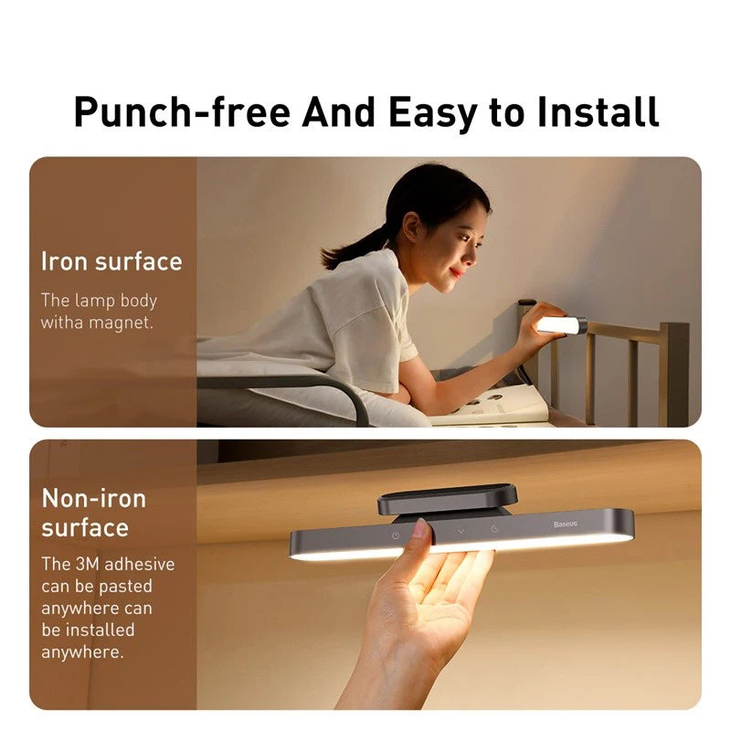 Baseus Night Light Hanging Magnetic LED Table Lamp Stepless Dimming Desk Lamp Rechargeable For Cabinet Bedroom Kitchen Light