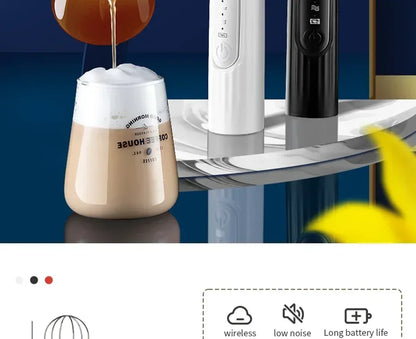 2-in-1 Electric Milk Frother & Egg Beater – USB Rechargeable with Double Heads