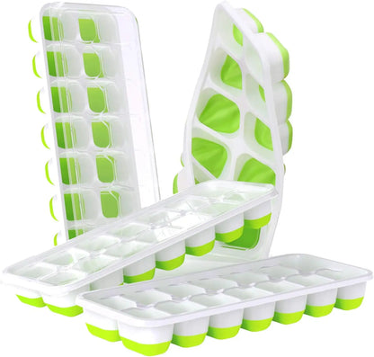 Ice Cube Tray Silicone Mold with Cover Square 14-cube Easy Release Ice Cube Molds Summer Kitchen Bar DIY Iced Drink Maker Tools