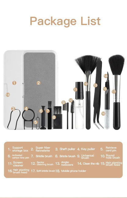 18-in-1 Keyboard & Electronics Cleaning Kit – Screen Brush, Keycap Puller, Earphone Tools
