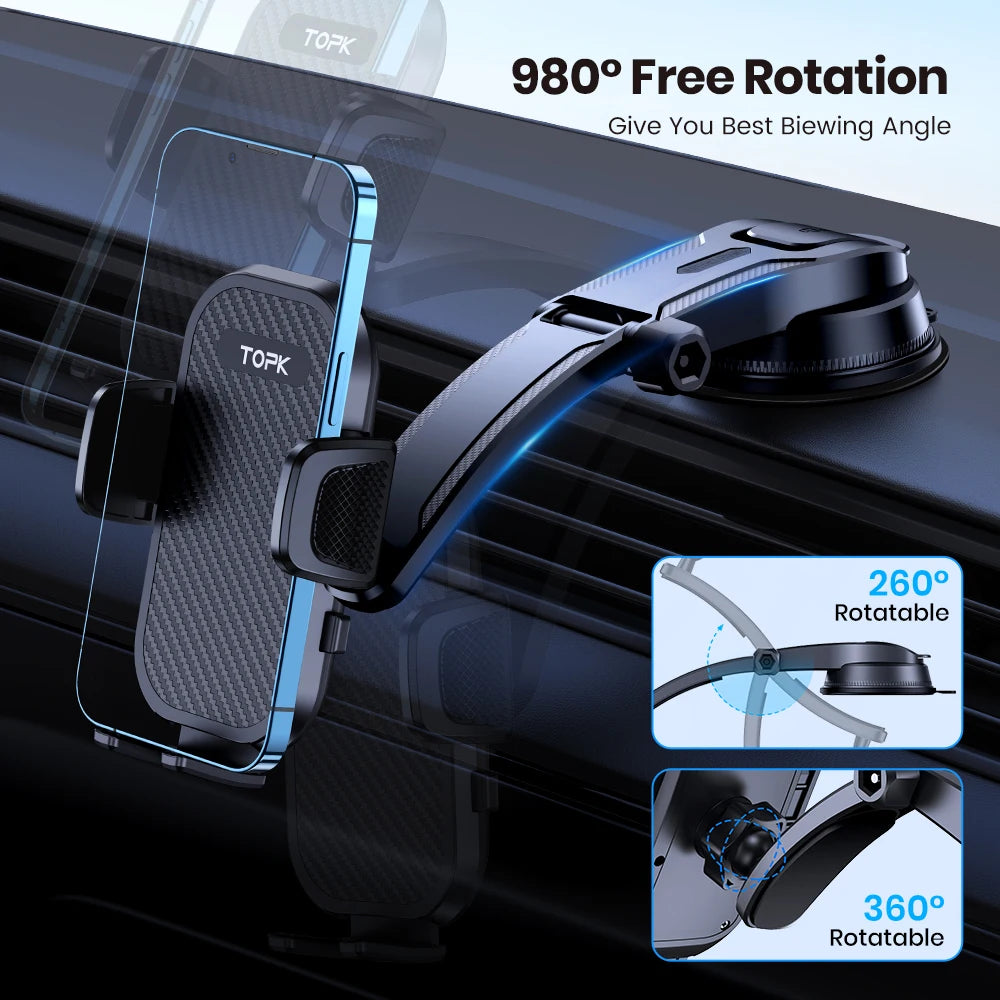 TOPK Universal Car Phone Holder – Gravity Dashboard Mount for iPhone, Samsung, Xiaomi & More