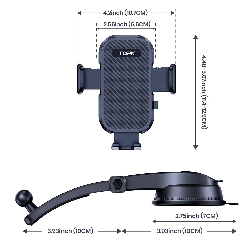TOPK Universal Car Phone Holder – Gravity Dashboard Mount for iPhone, Samsung, Xiaomi & More