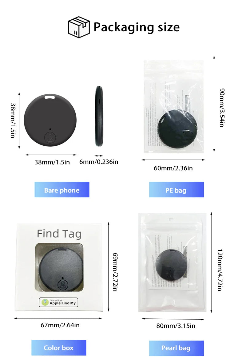 For Apple Find My Smart Air Tag Mini Smart Tracker Bluetooth GPS Smart Tag Anti-lost Finder Car Key Wallet Bike Works