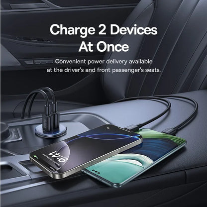 Baseus 30W Car Charger Fast Charging Dual Port USB Type-C PD QC FCP AFC For iPhone 16 15 Samsung S24 S25 Xiaomi Huawei Tablet