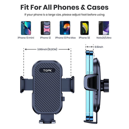 TOPK Universal Car Phone Holder – Gravity Dashboard Mount for iPhone, Samsung, Xiaomi & More