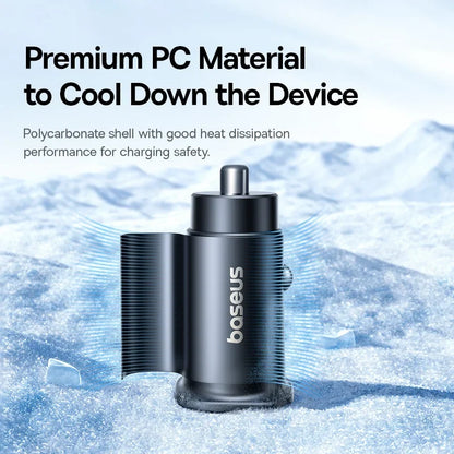 Baseus 30W Car Charger Fast Charging Dual Port USB Type-C PD QC FCP AFC For iPhone 16 15 Samsung S24 S25 Xiaomi Huawei Tablet